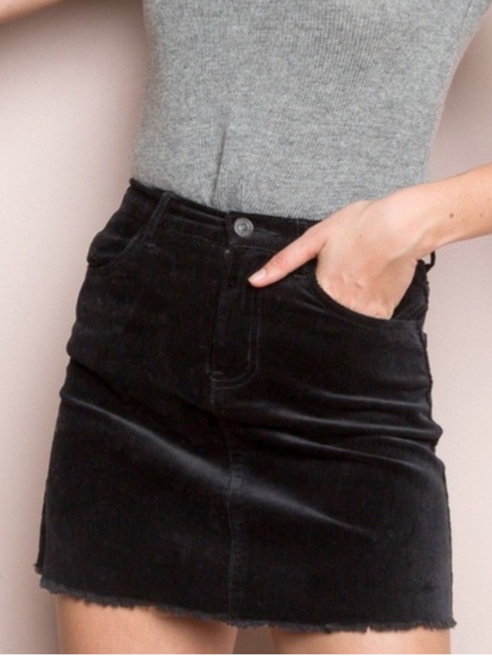 Brandy Melville Black Corduroy Juliette Mini Skirt